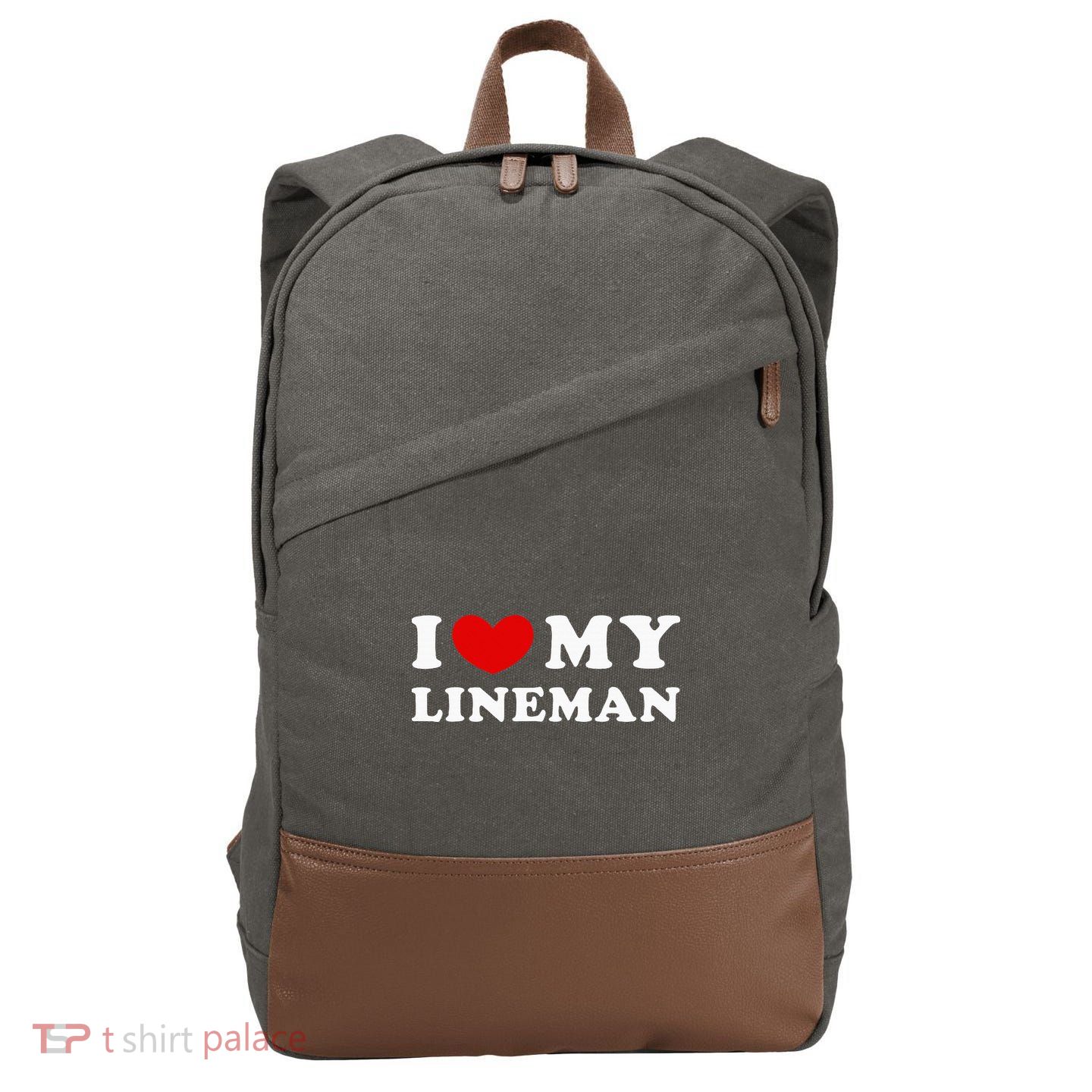I Love My Lineman I Heart My Lineman Cotton Canvas Backpack