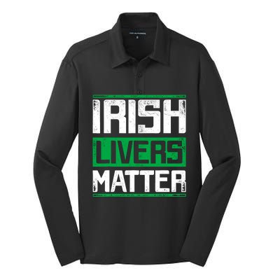 Irish Livers Matter St Patricks Day Silk Touch Performance Long Sleeve Polo