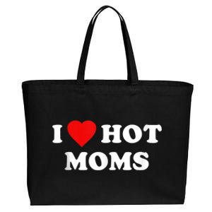 I Love My Hot Moms Gift Funny Red Heart Dads Gift Gift Cotton Canvas Jumbo Tote