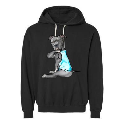I Love Mom Tattoo Pitbull Dog Lover Women Gift Pitbull Mom TShirt Garment-Dyed Fleece Hoodie