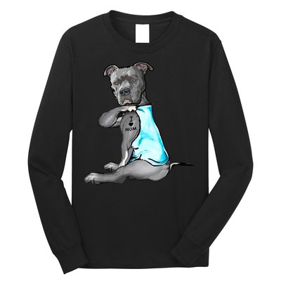 I Love Mom Tattoo Pitbull Dog Lover Women Gift Pitbull Mom TShirt Long Sleeve Shirt