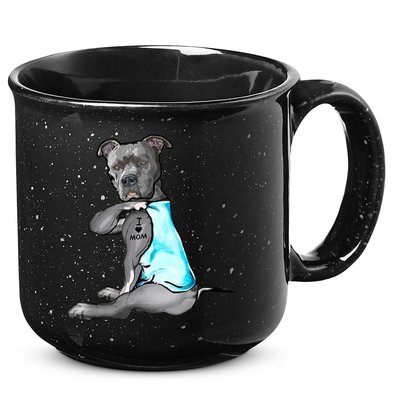 I Love Mom Tattoo Pitbull Dog Lover Women Gift Pitbull Mom TShirt 15oz Campfire Ceramic Mug