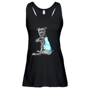 I Love Mom Tattoo Pitbull Dog Lover Women Gift Pitbull Mom TShirt Ladies Essential Flowy Tank