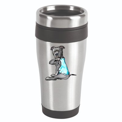 I Love Mom Tattoo Pitbull Dog Lover Women Gift Pitbull Mom TShirt 16oz Travel Tumbler