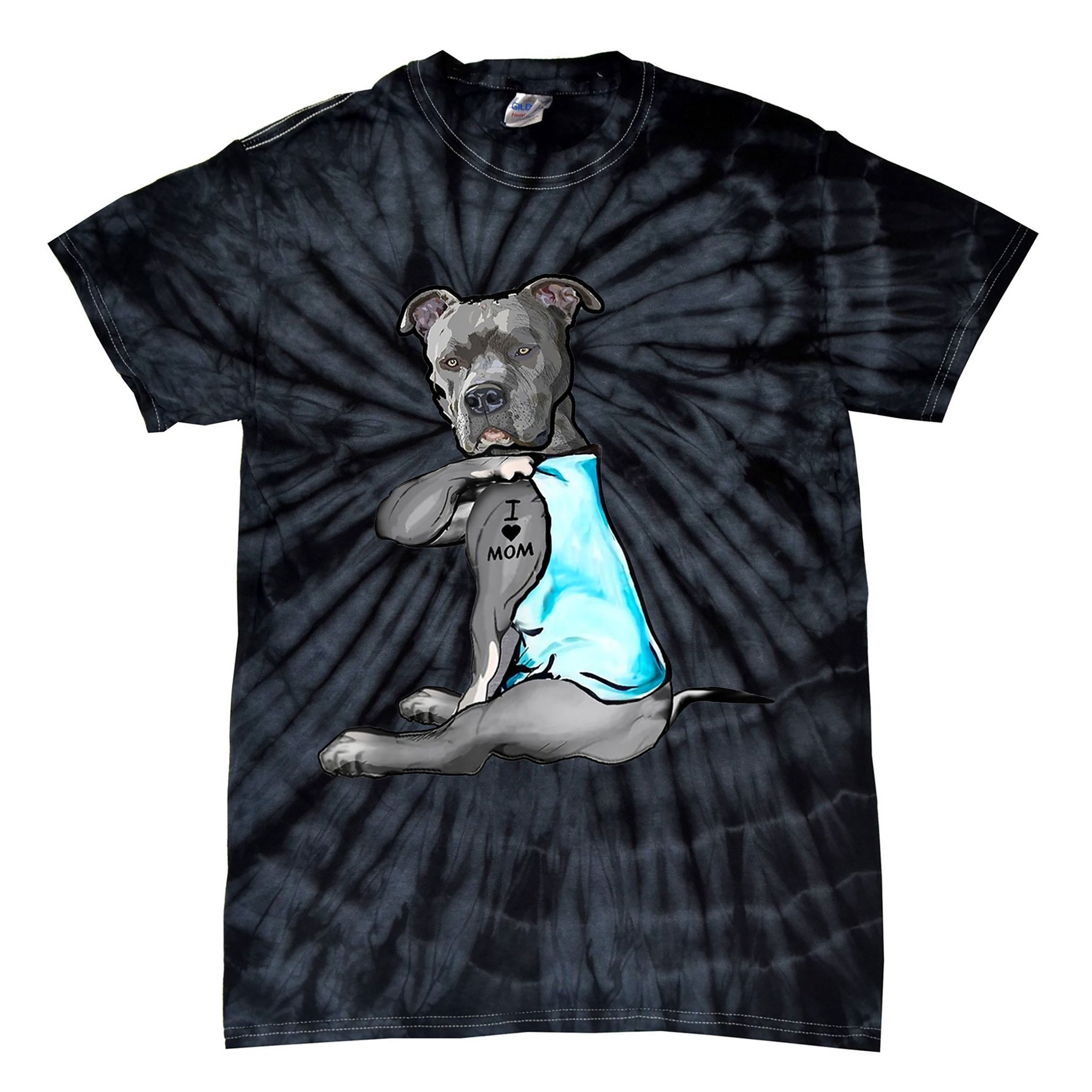 I Love Mom Tattoo Pitbull Dog Lover Women Gift Pitbull Mom TShirt Tie-Dye T-Shirt