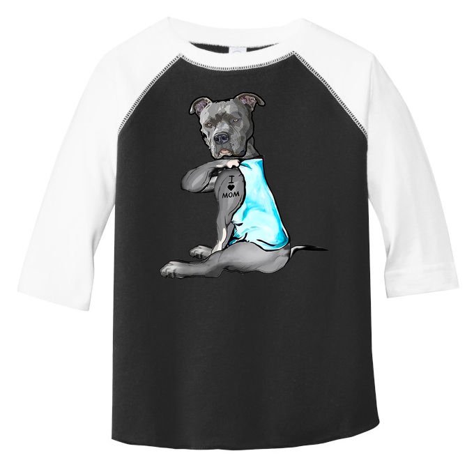 I Love Mom Tattoo Pitbull Dog Lover Women Gift Pitbull Mom TShirt Toddler Fine Jersey T-Shirt