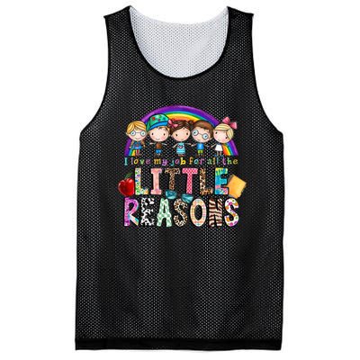 I Love My Job For All The Little Reasons Teacher School Back To School Mesh Reversible Basketball Jersey Tank