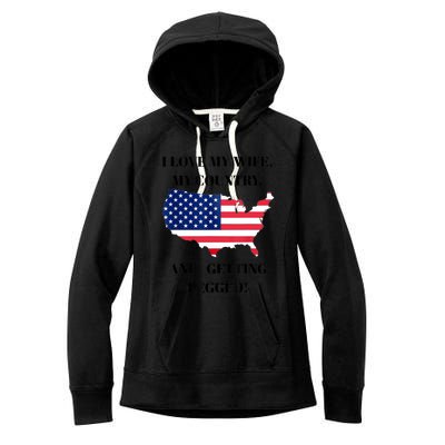 I LOVE MY WIFE MY COUNTRY AND GETTING PEGGED! Women's Fleece Hoodie