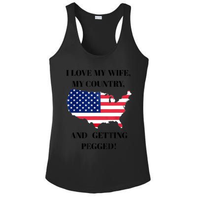 I LOVE MY WIFE MY COUNTRY AND GETTING PEGGED! Ladies PosiCharge Competitor Racerback Tank