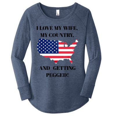 I LOVE MY WIFE MY COUNTRY AND GETTING PEGGED! Women's Perfect Tri Tunic Long Sleeve Shirt