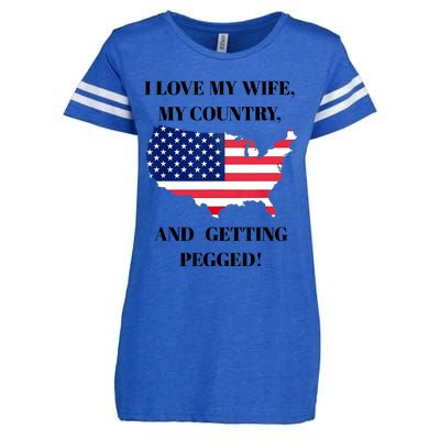 I LOVE MY WIFE MY COUNTRY AND GETTING PEGGED! Enza Ladies Jersey Football T-Shirt