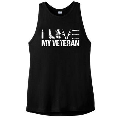 I Love My Veteran Flag Heart Wife Girlfriend Ladies PosiCharge Tri-Blend Wicking Tank