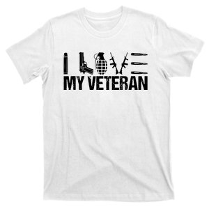 I Love My Veteran Flag Heart Wife Girlfriend T-Shirt