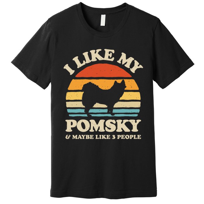 I Like My Pomsky And Maybe Like 3 People Dog Lover Retro Premium T-Shirt