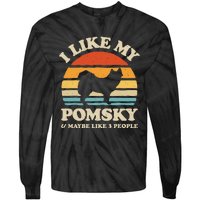 I Like My Pomsky And Maybe Like 3 People Dog Lover Retro Tie-Dye Long Sleeve Shirt