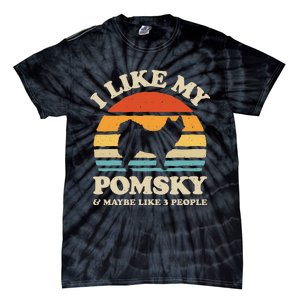 I Like My Pomsky And Maybe Like 3 People Dog Lover Retro Tie-Dye T-Shirt