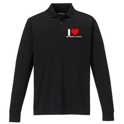 I Love Microplastics Performance Long Sleeve Polo