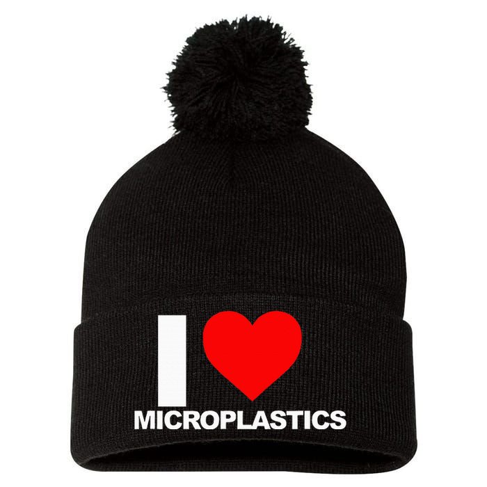 I Love Microplastics Pom Pom 12in Knit Beanie