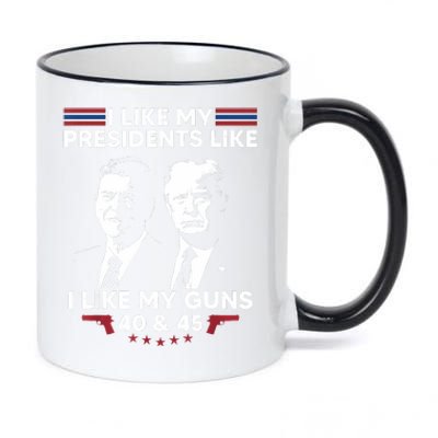 I Like My Presidents Like I Like My Guns 40 & 45 Vote Trump 11oz Black Color Changing Mug