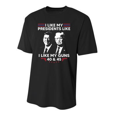 I Like My Presidents Like I Like My Guns 40 & 45 Vote Trump Youth Performance Sprint T-Shirt