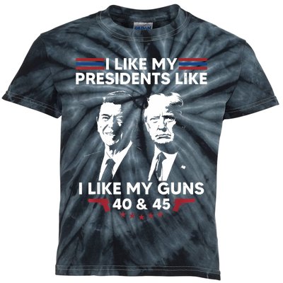 I Like My Presidents Like I Like My Guns 40 & 45 Vote Trump Kids Tie-Dye T-Shirt