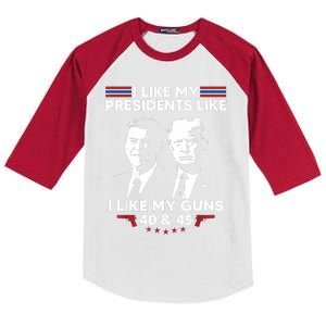 I Like My Presidents Like I Like My Guns 40 & 45 Vote Trump Kids Colorblock Raglan Jersey