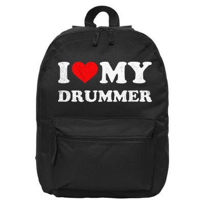 I Love My Drummer I Heart My Drummer Apparel 16 in Basic Backpack