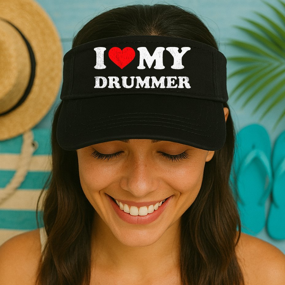 I Love My Drummer I Heart My Drummer Apparel Visor
