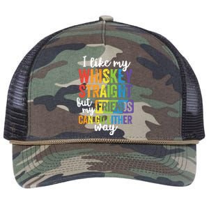 I Like My Whiskey Straight LGBT Pride Gay Lesbian Retro Rope Trucker Hat Cap