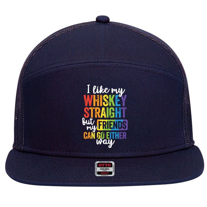 I Like My Whiskey Straight LGBT Pride Gay Lesbian 7 Panel Mesh Trucker Snapback Hat