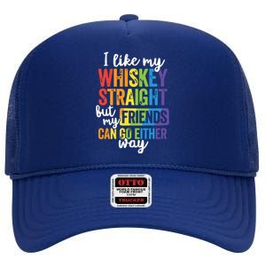 I Like My Whiskey Straight LGBT Pride Gay Lesbian High Crown Mesh Back Trucker Hat