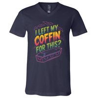 I Left My Coffin For This Funny Halloween Coffin Bats V-Neck T-Shirt