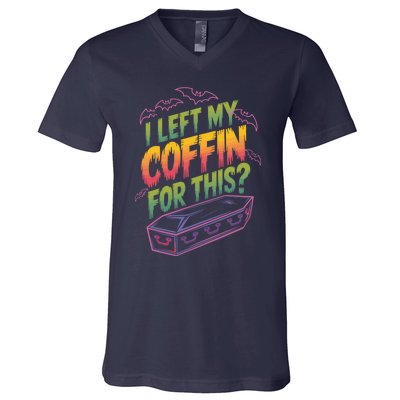 I Left My Coffin For This Funny Halloween Coffin Bats V-Neck T-Shirt