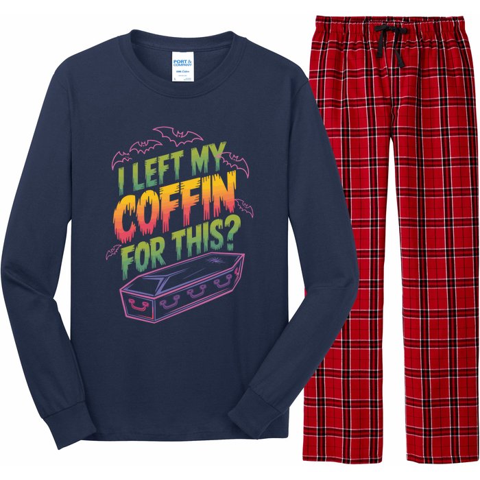 I Left My Coffin For This Funny Halloween Coffin Bats Long Sleeve Pajama Set