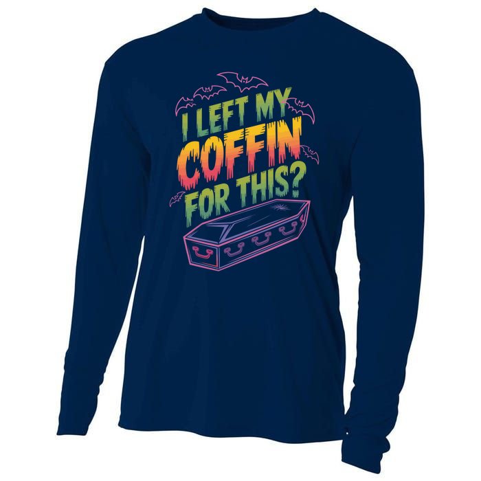 I Left My Coffin For This Funny Halloween Coffin Bats Cooling Performance Long Sleeve Crew