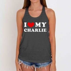 I Love My Charlie Women's Knotted Racerback Tank