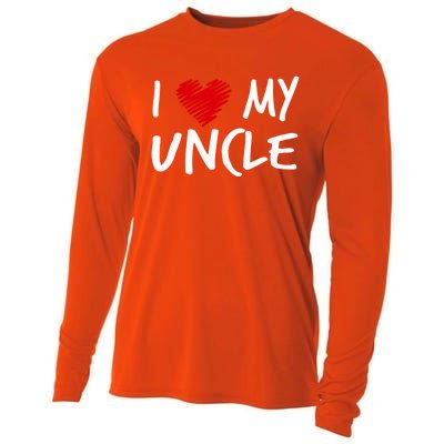 I Love My Uncle Valentines Outfit Matching Oncle Family Gift Cooling Performance Long Sleeve Crew