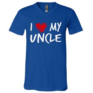 I Love My Uncle Valentines Outfit Matching Oncle Family Gift V-Neck T-Shirt