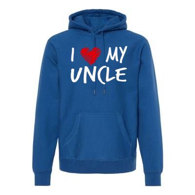 I Love My Uncle Valentines Outfit Matching Oncle Family Gift Premium Hoodie