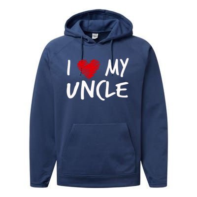 I Love My Uncle Valentines Outfit Matching Oncle Family Gift Performance Fleece Hoodie