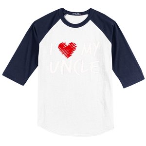 I Love My Uncle Valentines Outfit Matching Oncle Family Gift Baseball Sleeve Shirt