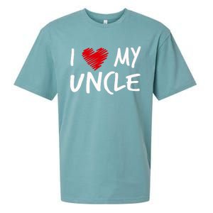 I Love My Uncle Valentines Outfit Matching Oncle Family Gift Sueded Cloud Jersey T-Shirt