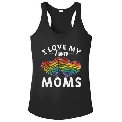 I Love My Two Moms LGBT Gay Lesbian Ladies PosiCharge Competitor Racerback Tank