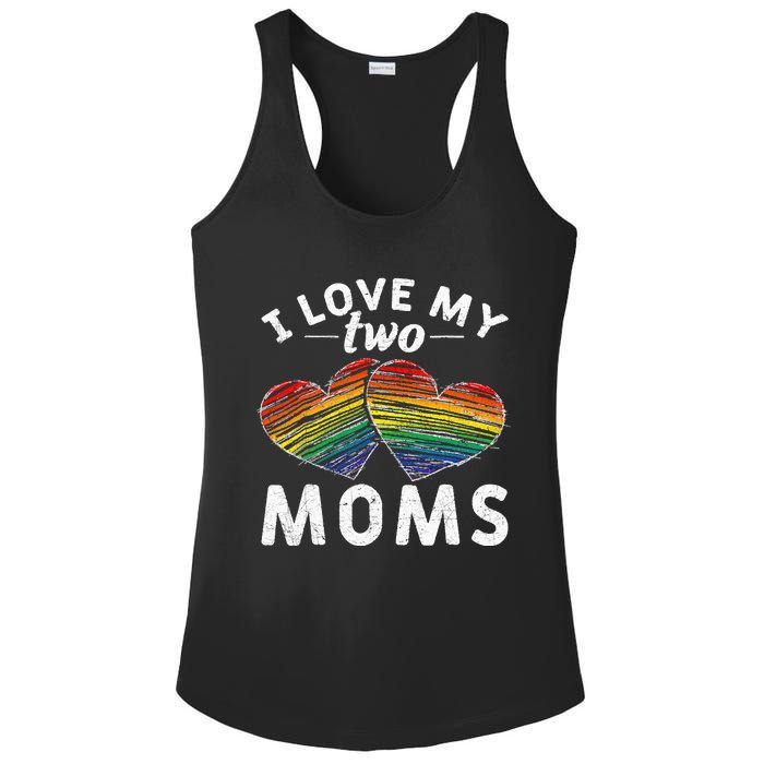 I Love My Two Moms LGBT Gay Lesbian Ladies PosiCharge Competitor Racerback Tank