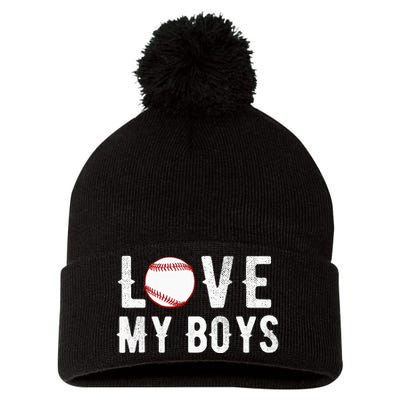 I Love My  Baseball Mom funny mother's day Pom Pom 12in Knit Beanie