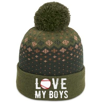 I Love My  Baseball Mom funny mother's day The Baniff Cuffed Pom Beanie