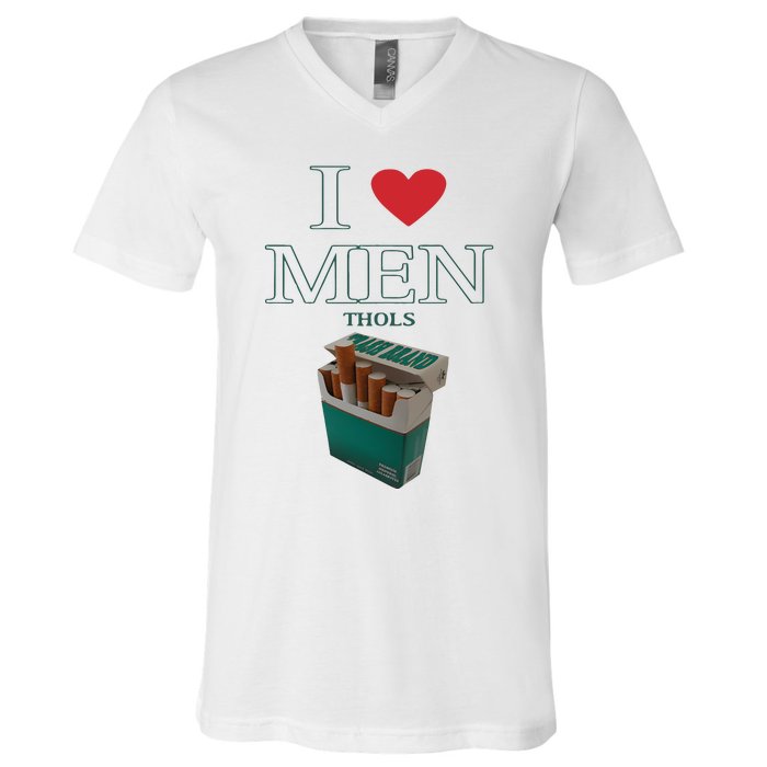 I Love Men Thols Average Smoker V-Neck T-Shirt