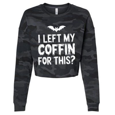 I Left My Coffin For This Funny Halloween Coffin Bats Cropped Pullover Crew