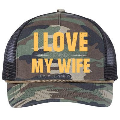 I Love My Wife Whiskey Gift Bourbon Single Malt Whiskey Retro Rope Trucker Hat Cap