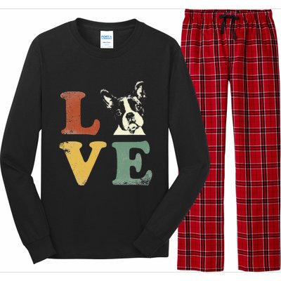 I Love My Boston Terrier For Dog Lovers Retro Long Sleeve Pajama Set